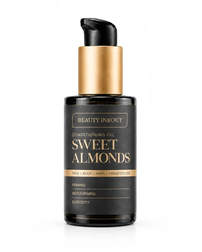 Frasco de aceite puro de almendras dulces